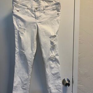 Hollister White Distressed Skinny Jeans